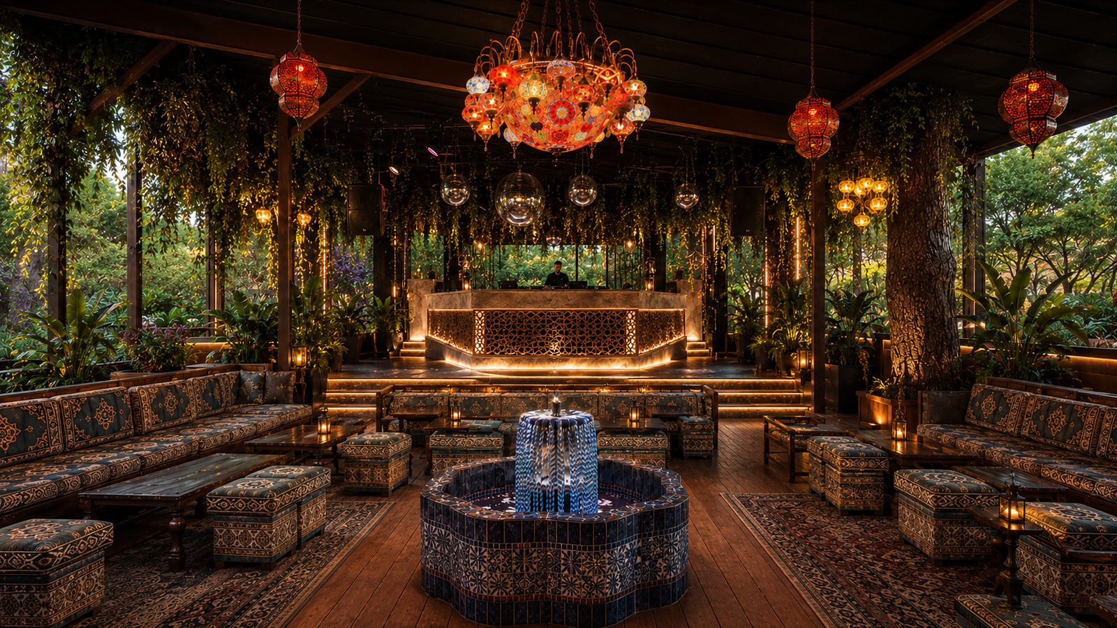 Sip Haus: Dj booth and fountain render