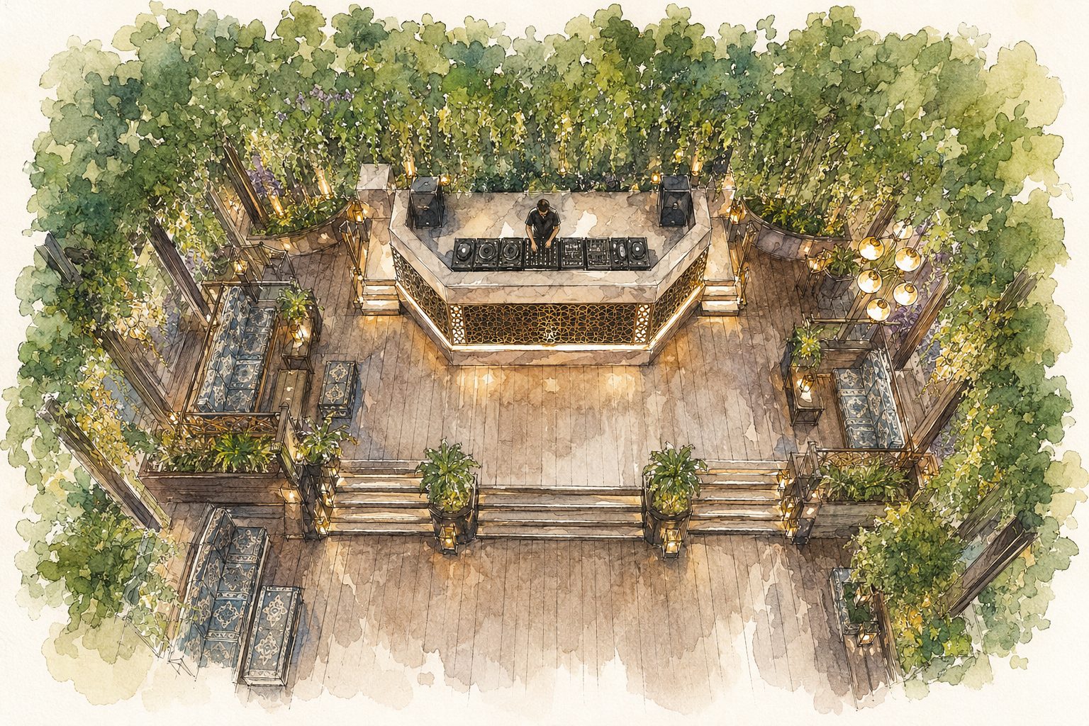Sip Haus: Birds eye concept sketch